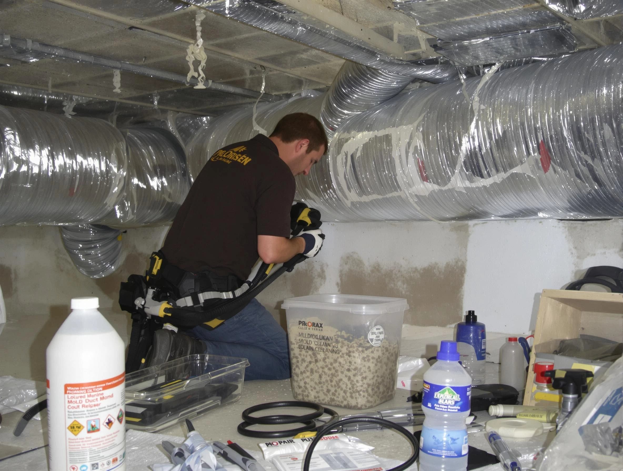Yukon Air Duct Cleaning specialist performing professional mold removal from air ducts in Yukon